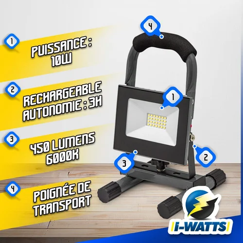 I-Watts įkraunamas LED prožektorius, 10 W image 2