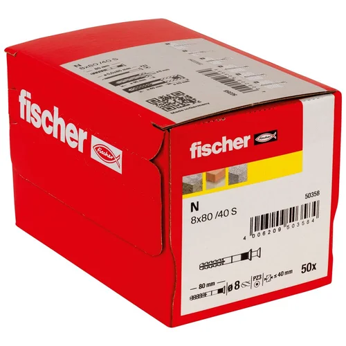 Fischer Kalamas kaištis N S 8x80/40 mm, 50 vnt. image 3