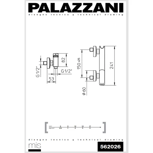 Virštinkinis maišytuvas dušui MIS, Palazzani Chromas blizgus image 2
