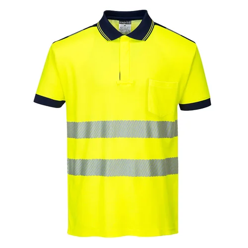Portwest T180 Gero matomumo polo marškinėliai, S, Yellow/Navy image 2