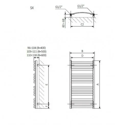 TERMA D01 Elektrinis rankšluosčių džiovintuvas 400x710 mm Juoda image 2