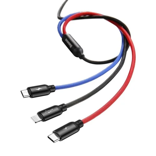 BASEUS CAMLT-BSY01 Kabelis 120 cm Juoda Micro USB/Lightning/USB Type-C image 2