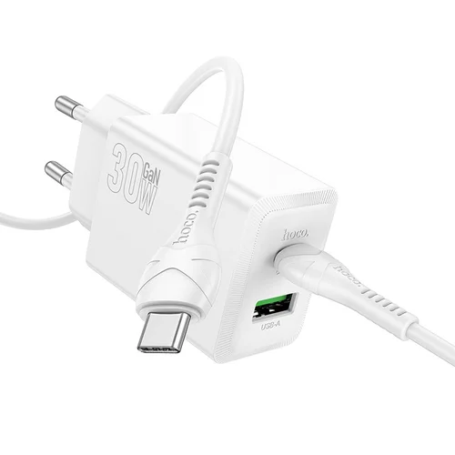 Hoco N71 30W GaN įkroviklis USB-C/USB-A Baltas image 2