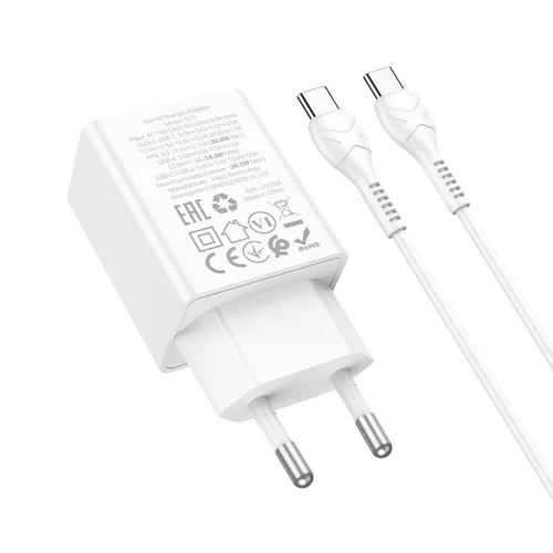 Hoco N71 30W GaN įkroviklis USB-C/USB-A Baltas image 3