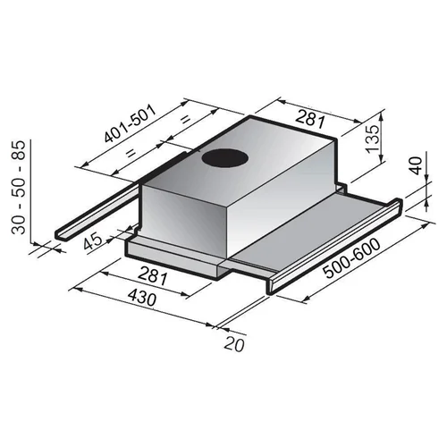 Allenzi S2 50 B LED Įmontuojamas gartraukis 50 cm Juoda image 2
