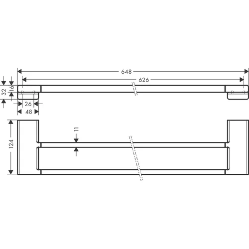 Hansgrohe AddStoris 41743340 Rankšluosčių laikiklis, 648 mm ilgio image 2