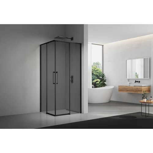 Dušo kabina ELEGANCE 90x90 juoda/pilka be pado image 3