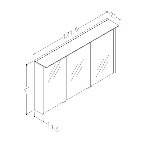 Kame Loft Veidrodinė spintelė MC3DML/120-70/D06-LFT, 120 cm, Kašmyras image 2