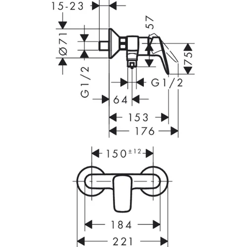 Hansgrohe Logis dušo maišytuvas, 150 mm ±12 mm, DN15 image 2