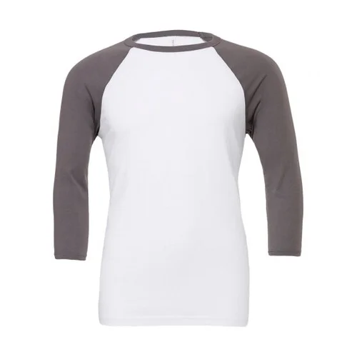 Bella+Canvas 3200 Unisex marškinėliai su 3/4 rankovėmis, S, White/Neon Orange image 1