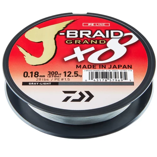 Daiwa J-Braid Grand X8 Šviesiai Pilkas 135 m 0,06 mm image 1