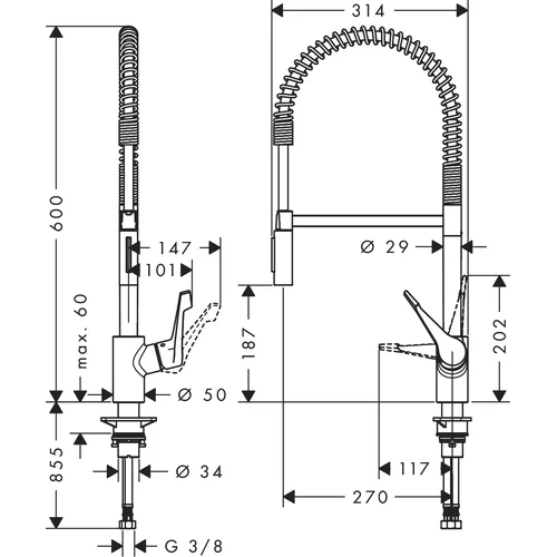 Hansgrohe Cento XXL Semi pro, 2 purkštuvai, 14806000 image 3