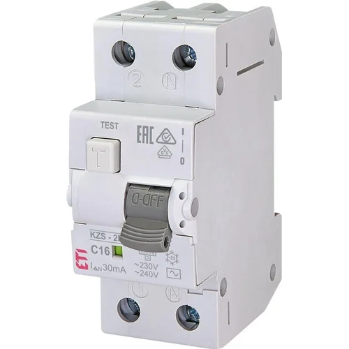 ETI KZS-2M srovės nuotėkio rėlė 230V 16A 30mA 2P image 1