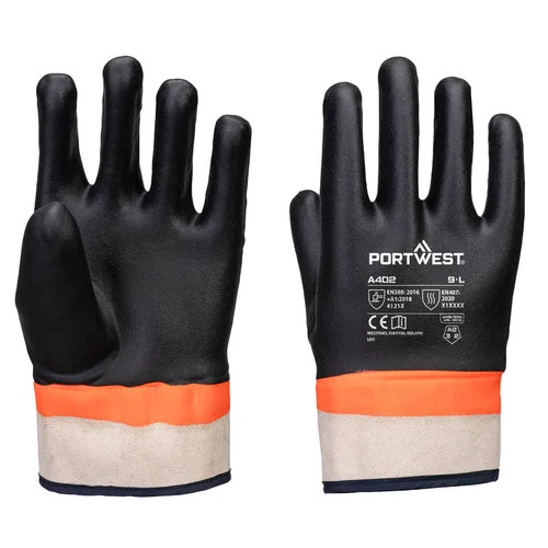 PORTWEST A402 Dvigubai aplietos darbo pirštinės - XL, Black/Orange image 2