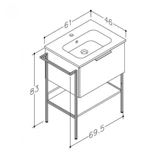 Raguvos Baldai MONO 23113319 – Apatinė spintelė su praustuvu, 60 cm image 2