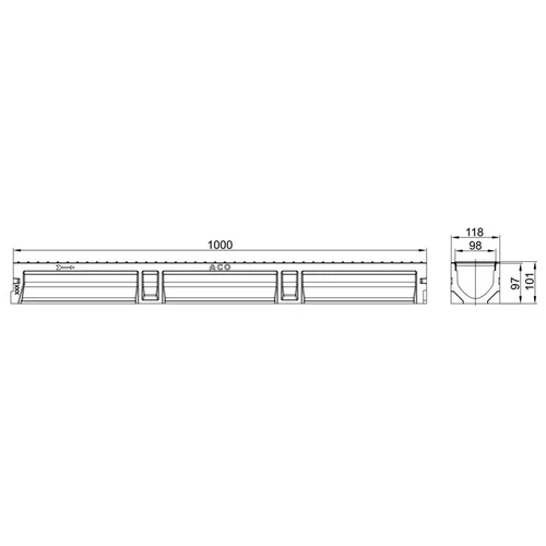 Aco Euroline Drenažo latakas Ø110 mm, A15, 1 m image 2