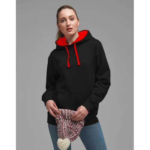 FDM FH002 džemperis su gobtuvu, Unisex, XS, Juoda/Ugnies Raudona image 2
