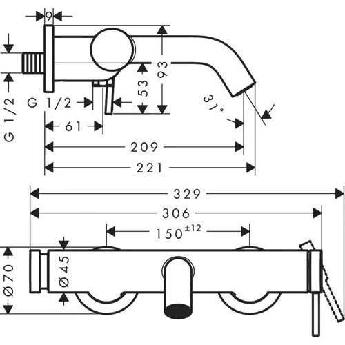 Hansgrohe Tecturis S vonios maišytuvas 73422000 chromo spalvos image 2