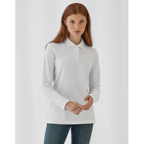 Moteriški B&C ID.001 Polo marškinėliai, ilgomis rankovėmis XL, White image 3