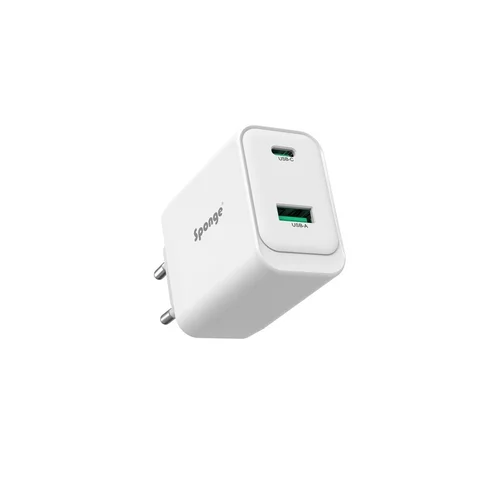 Sponge C3 65W GaN adapteris USB-C/USB-A Balta image 1
