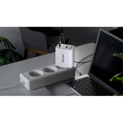 Sponge C3 65W GaN adapteris USB-C/USB-A Balta image 2