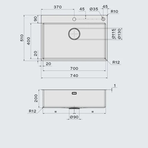 Falmec Garda 70 plautuvė 700x400 mm SGA7000F.00#SSF image 2