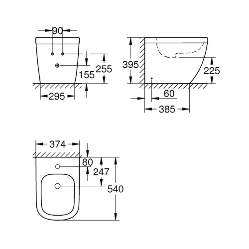 Grohe Euro Ceramic 39340000 Pastatomas bidė, 37.4×54×39.5 cm image 2