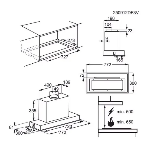 Electrolux LFG828K įmontuojamas gartraukis, 80 cm, Juoda image 2