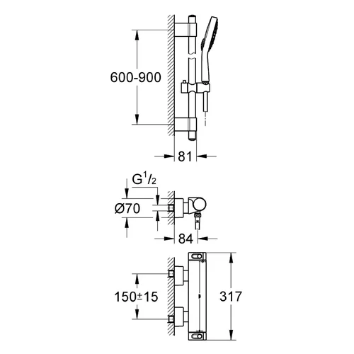 Grohe Grohtherm 2000 termostatinis dušo maišytuvas su dušo stovu 34482001 image 2