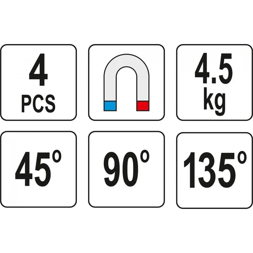 YATO magnetiniai laikikliai 45° - 90° - 135°, 43x72x12 mm, 4 vnt image 3