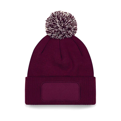Beechfield B443 žieminė kepurė su bumbulu Vieno dydžio Burgundy/Off White image 3