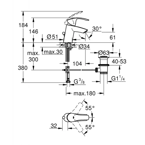 Grohe Eurosmart S praustuvės maišytuvas image 2