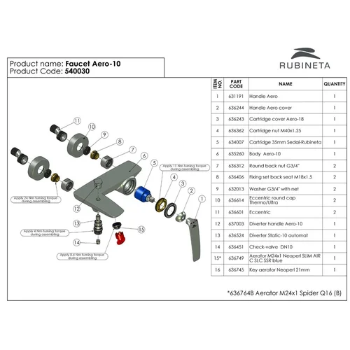 Vonios maišytuvas RUBINETA Aero-10, 540030 image 2