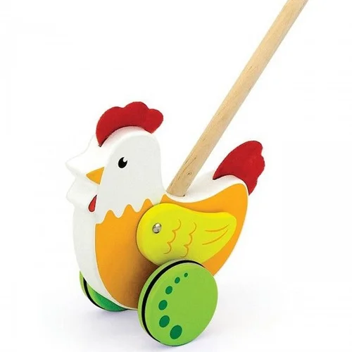 „Viga Toys“ vištos formos stumiamasis žaislas image 3