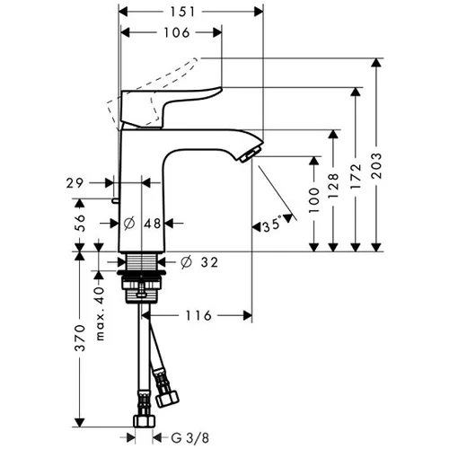 Hansgrohe Metris 110, 31080000 Chromo Maišytuvas image 2