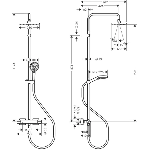 Hansgrohe Vernis Shape 26319000 dušo komplektas su termostatiniu maišytuvu, chromo image 2
