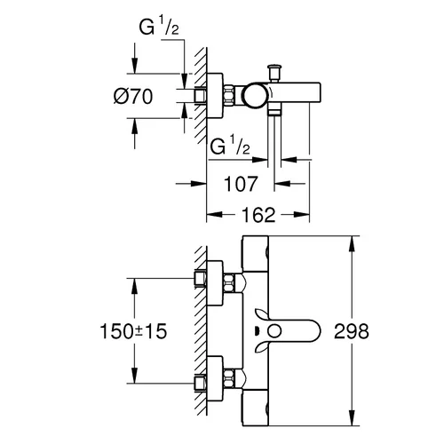 Termostatinis vonios maišytuvas Grohe GROHTHERM 800 COSMOPOLITAN, 34766000 image 2