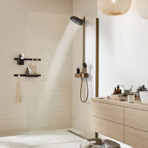 Hansgrohe Pulsify S EcoSmart 24241140 virštinkinė termostatinė dušo sistema, bronzos spalva image 2