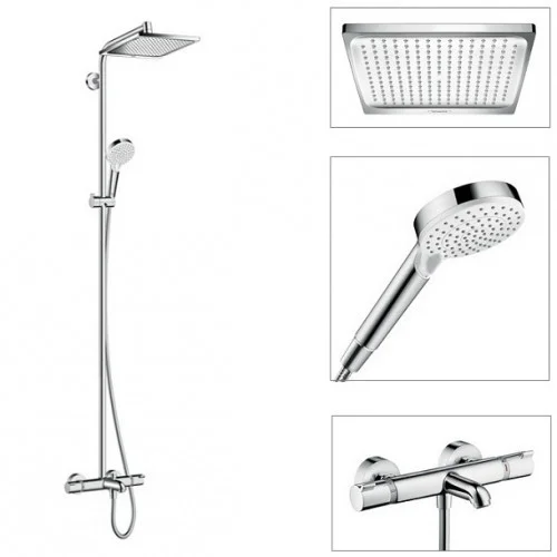 Hansgrohe Crometta E 240 1jet termostatinė dušo sistema su snapu image 1