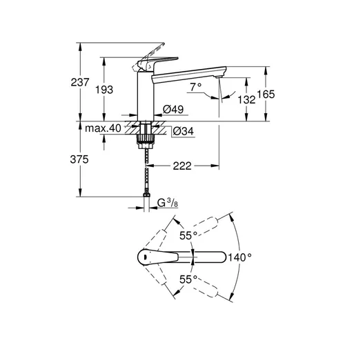 GROHE BauEdge maišytuvas plautuvei chromo spalvos image 2