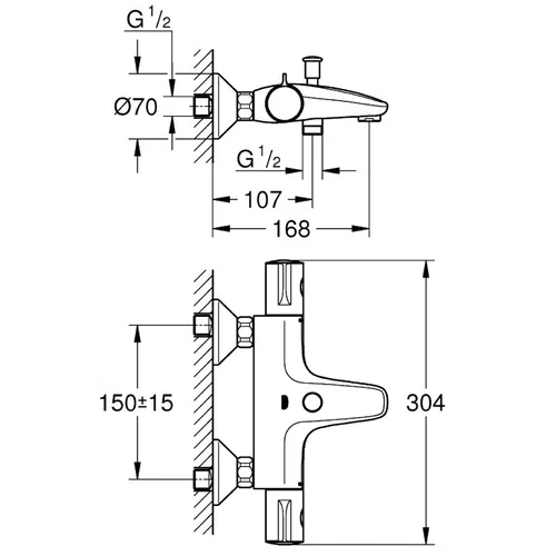 Grohe Grohtherm 800 termostatinis maišytuvas voniai/dušui, chromas image 3