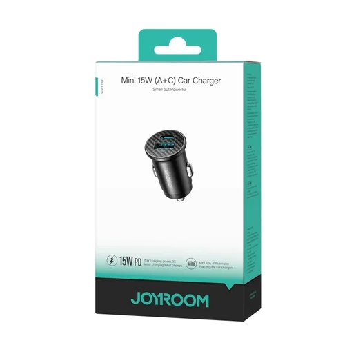 Joyroom JR-CCN16 automobilinis įkroviklis USB-A/USB-C 15W juodas image 2