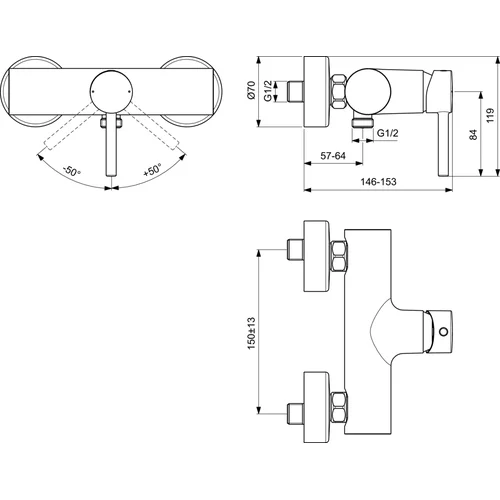 Dušo maišytuvas Ideal Standard CERALINE BC200AA Chromo image 2