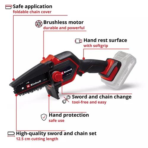 EINHELL GE-PS 18/15 Li BL-Solo genėjimo pjūklas be akumuliatoriaus image 2