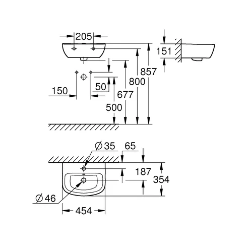 Praustuvas GROHE BAU CERAMIC 39424000, 45cm image 2