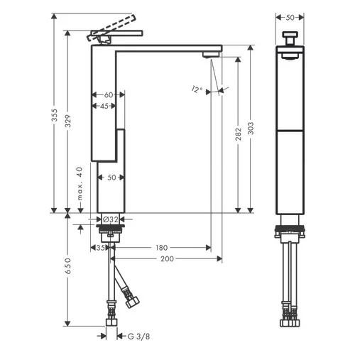 Hansgrohe AXOR Edge 46031000 Chromo praustuvo maišytuvas image 2