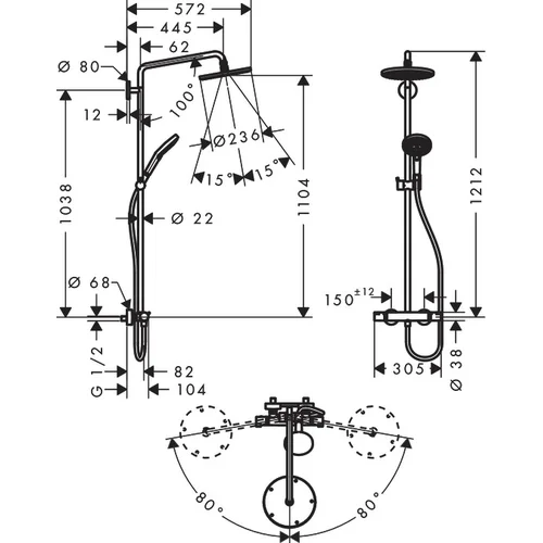 Hansgrohe Raindance S 27116000 dušo komplektas su termostatu image 2