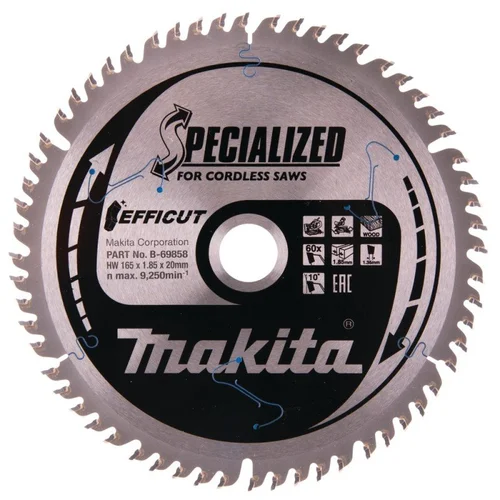 MAKITA Efficut pjovimo diskas medžiui 165×20 mm, 60T image 1