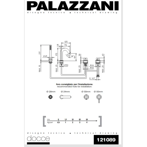 Palazzani MIDI 4 dalių vonios krašto maišytuvas image 2