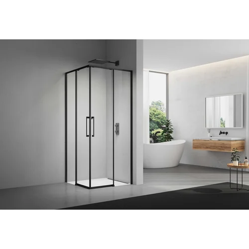 Dušo kabina ELEGANCE 975x975x1950 juoda/skaidri be pado image 3